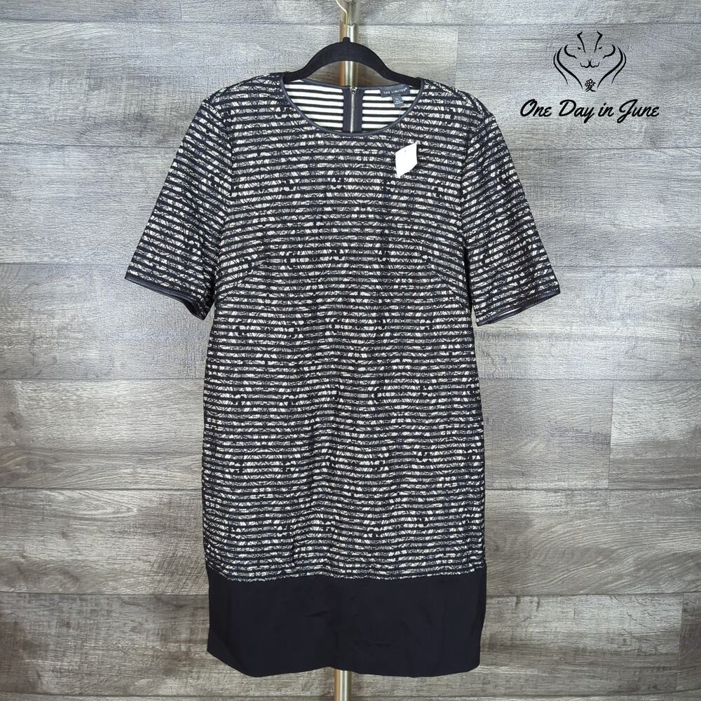 The Limited Petite Lace Shift Dress Black White Short Sleeve NWT Size PL